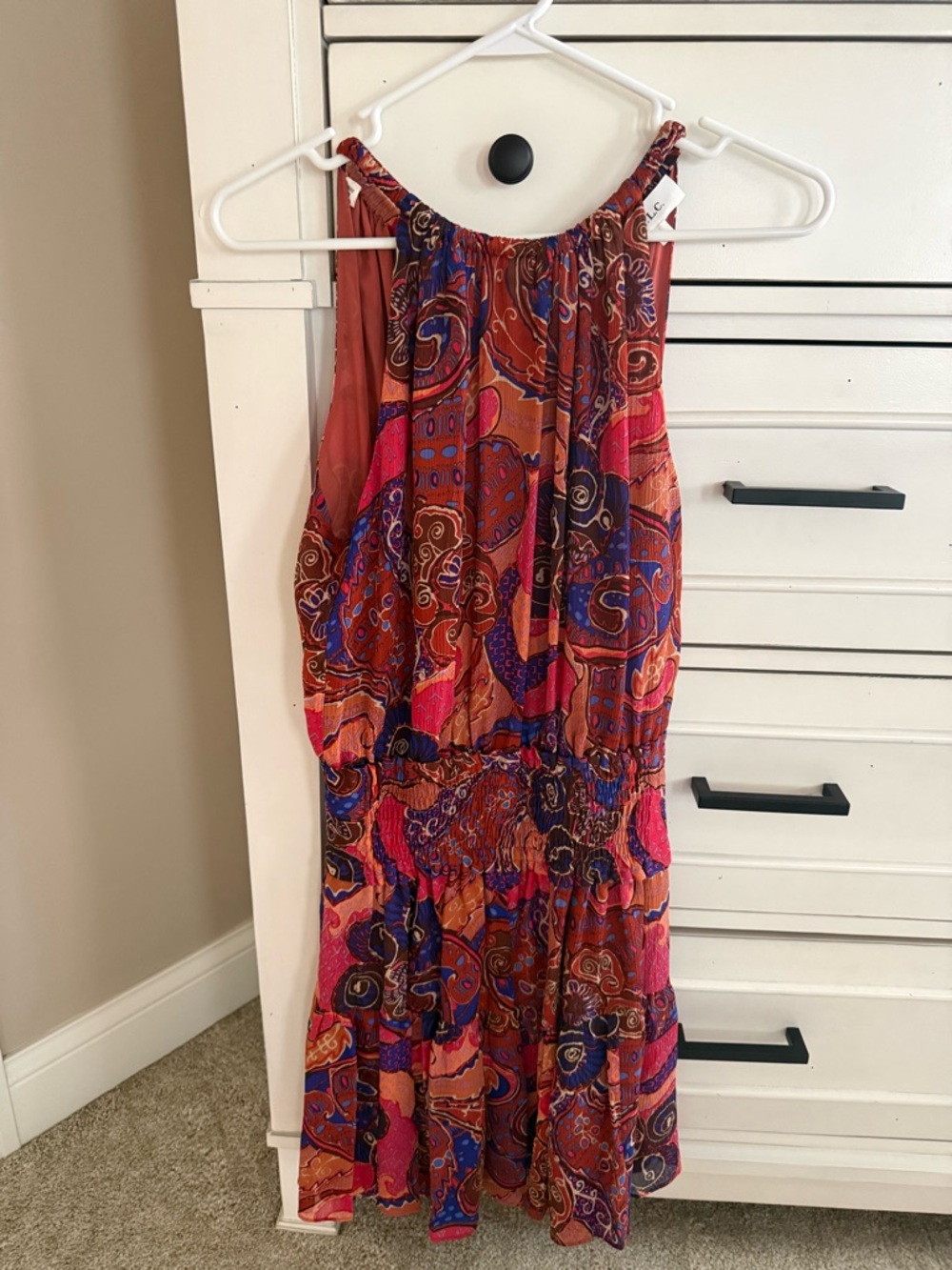 NEW A.L.C. cory silk mini dress in pink cobalt multi - Picture 4 of 8